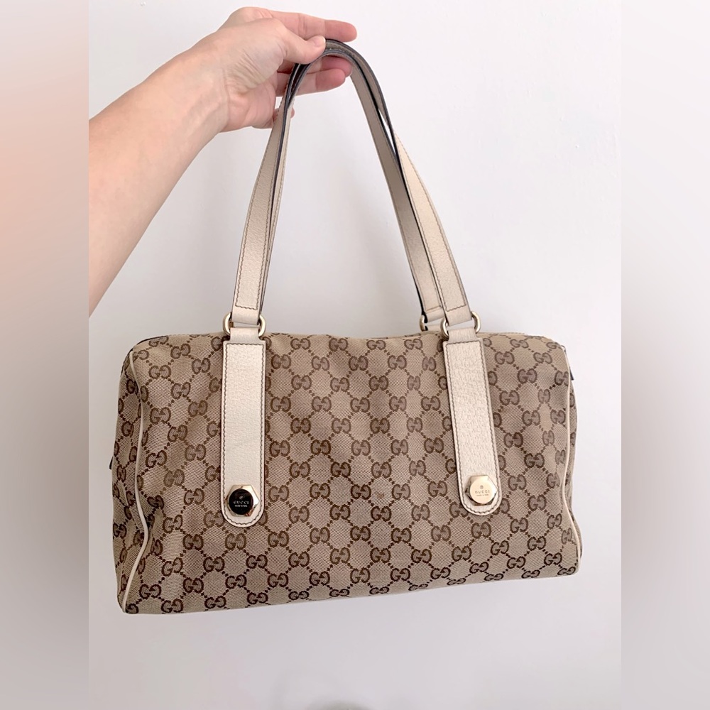 SOLD Gucci canvas tote zip bag/ shoulder bag authentic